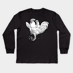 Rooster And Hen Design Kids Long Sleeve T-Shirt